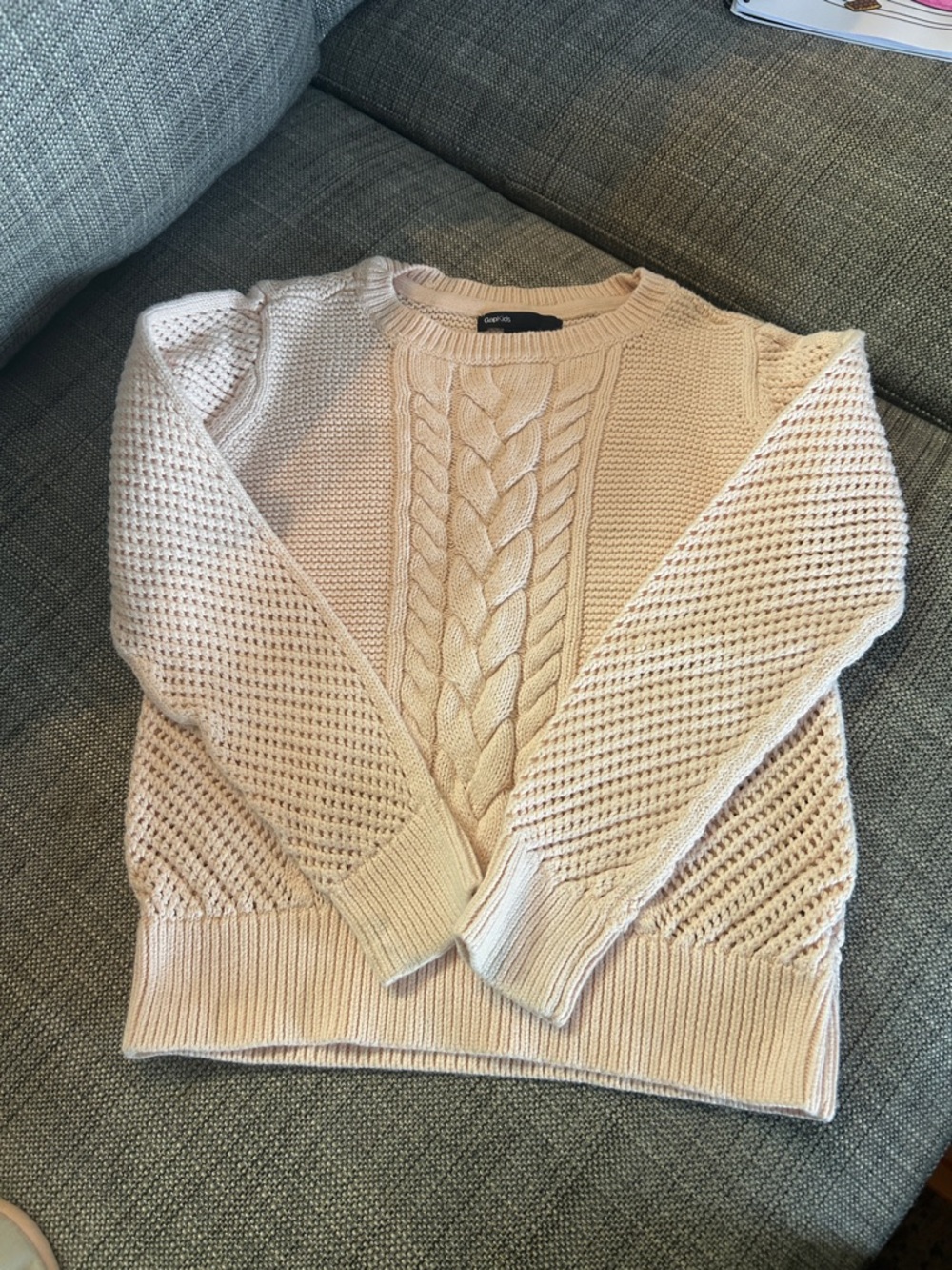 GAP Cable & Open-Knit Crew Sweater - Blush